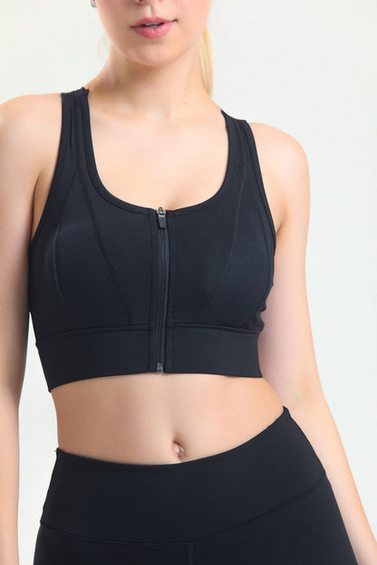 Zip-up sports bra